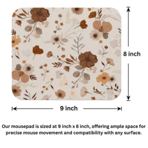Brown Flower Motif Mouse Pad 9x8 Inch