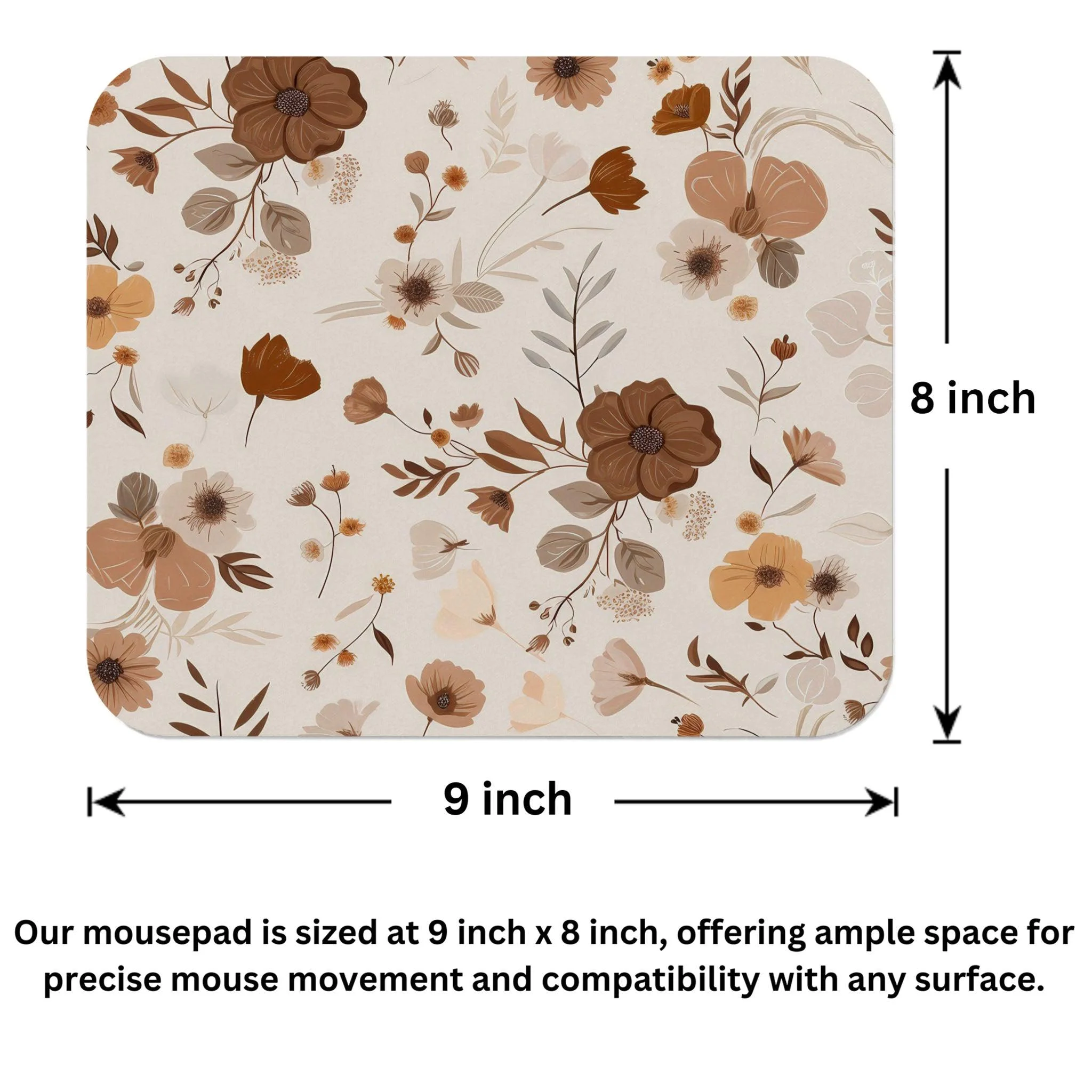 Brown Flower Motif Mouse Pad 9x8 Inch Brown Flower Motif Mouse Pad 9x8 Inch