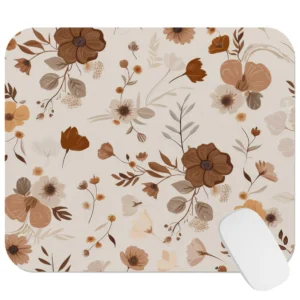 Brown Flower Motif Mouse Pad 9x8 Inch