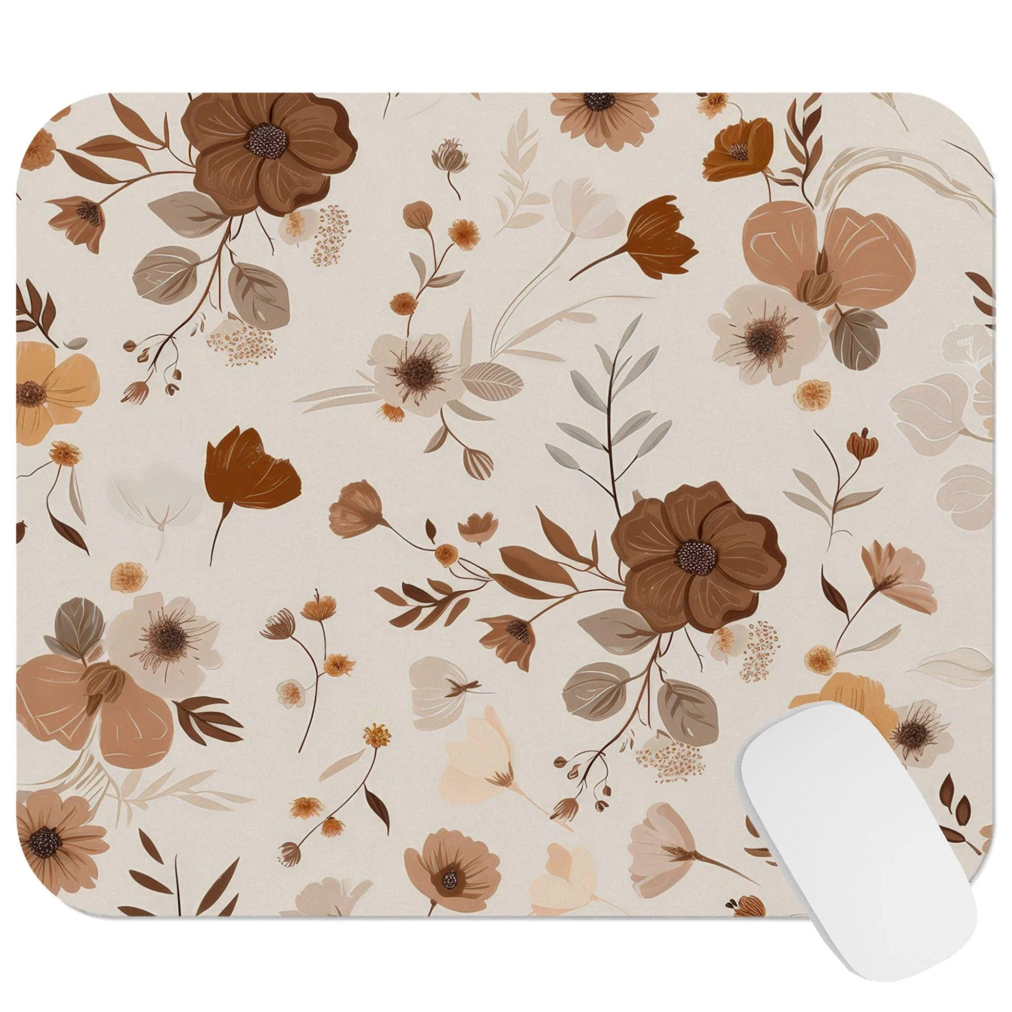 Brown Flower Motif Mouse Pad 9x8 Inch Brown Flower Motif Mouse Pad 9x8 Inch