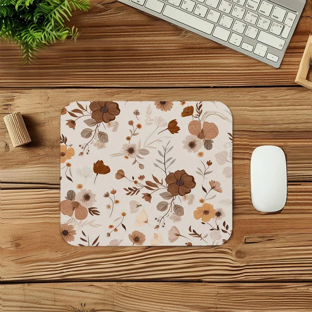 Brown Flower Motif Mouse Pad 9x8 Inch Brown Flower Motif Mouse Pad 9x8 Inch