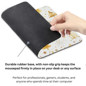 Christmas Tree Gold White Mouse Pad 9x8 Inch