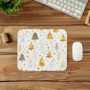 Christmas Tree Gold White Mouse Pad 9x8 Inch