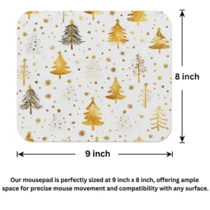 Christmas Tree Gold White Mouse Pad 9x8 Inch