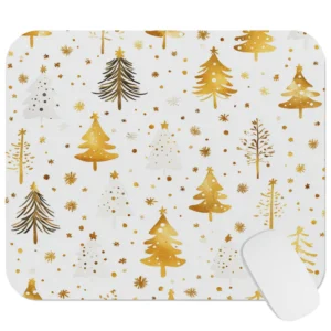 Christmas Tree Gold White Mouse Pad 9x8 Inch