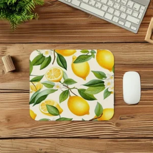 Citrus Lemon Grove Blossom Leaves Mouse Pad 9x8 Inch