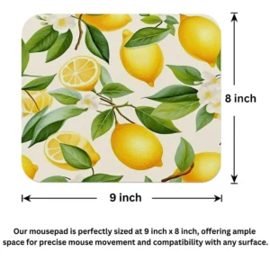 Citrus Lemon Grove Blossom Leaves Mouse Pad 9x8 Inch