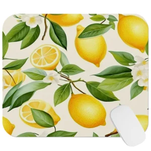 Citrus Lemon Grove Blossom Leaves Mouse Pad 9x8 Inch
