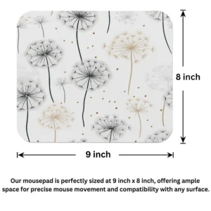 Dandelion Seeds Floral Pattern Mouse Pad 9x8 Inch
