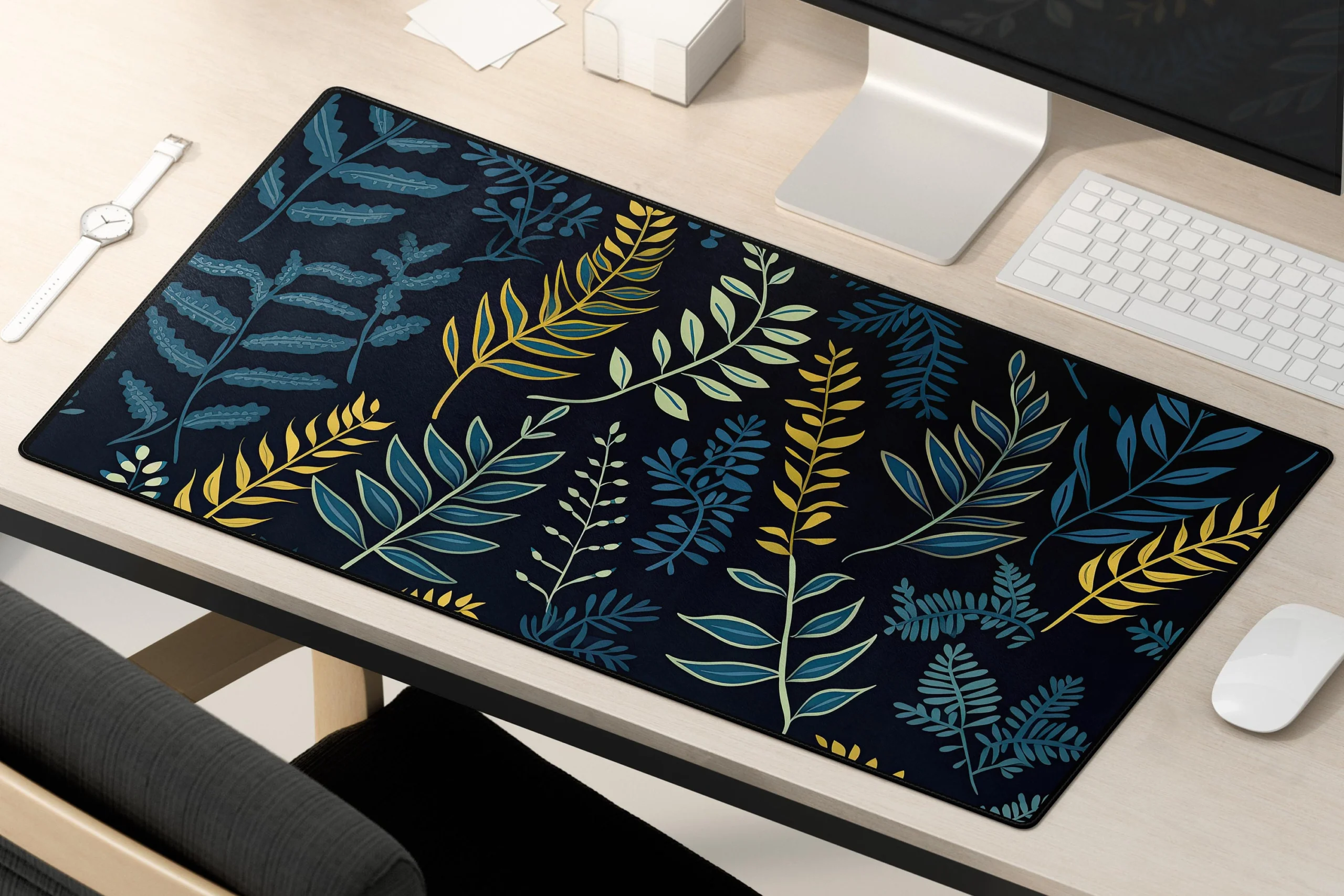 Dark Botanical Ferns Nature Desk Mat 31x15.5 Inch Dark Botanical Ferns Nature Desk Mat 31x15.5 Inch