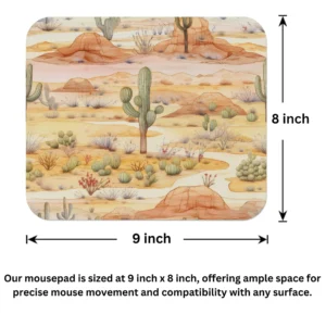 Desert Rocks Cactus Plants Mouse Pad 9x8 Inch