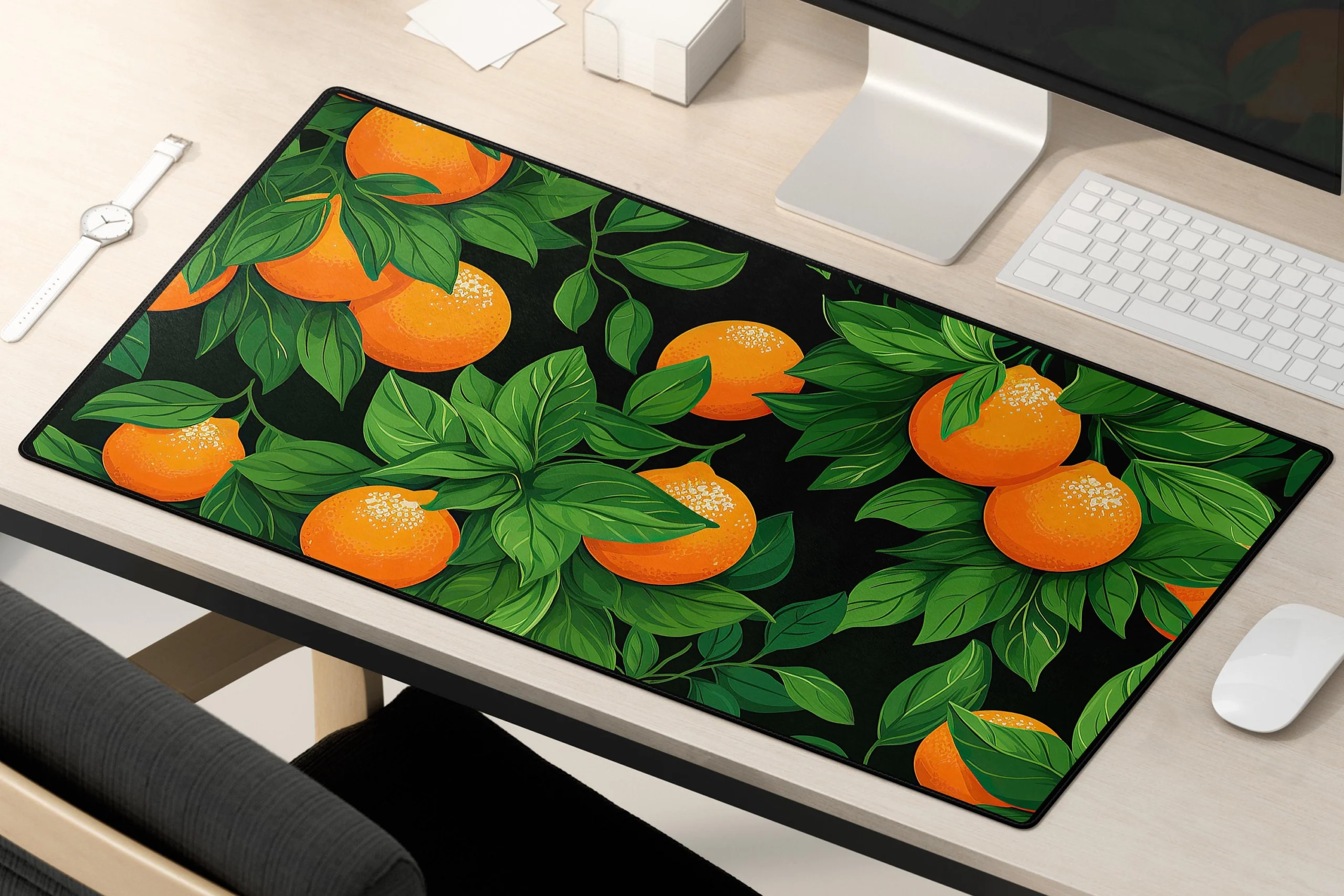 Desk Mat 31x15.5 Inch Refreshing Orange Green Foliage Desk Mat 31x15.5 Inch Refreshing Orange Green Foliage