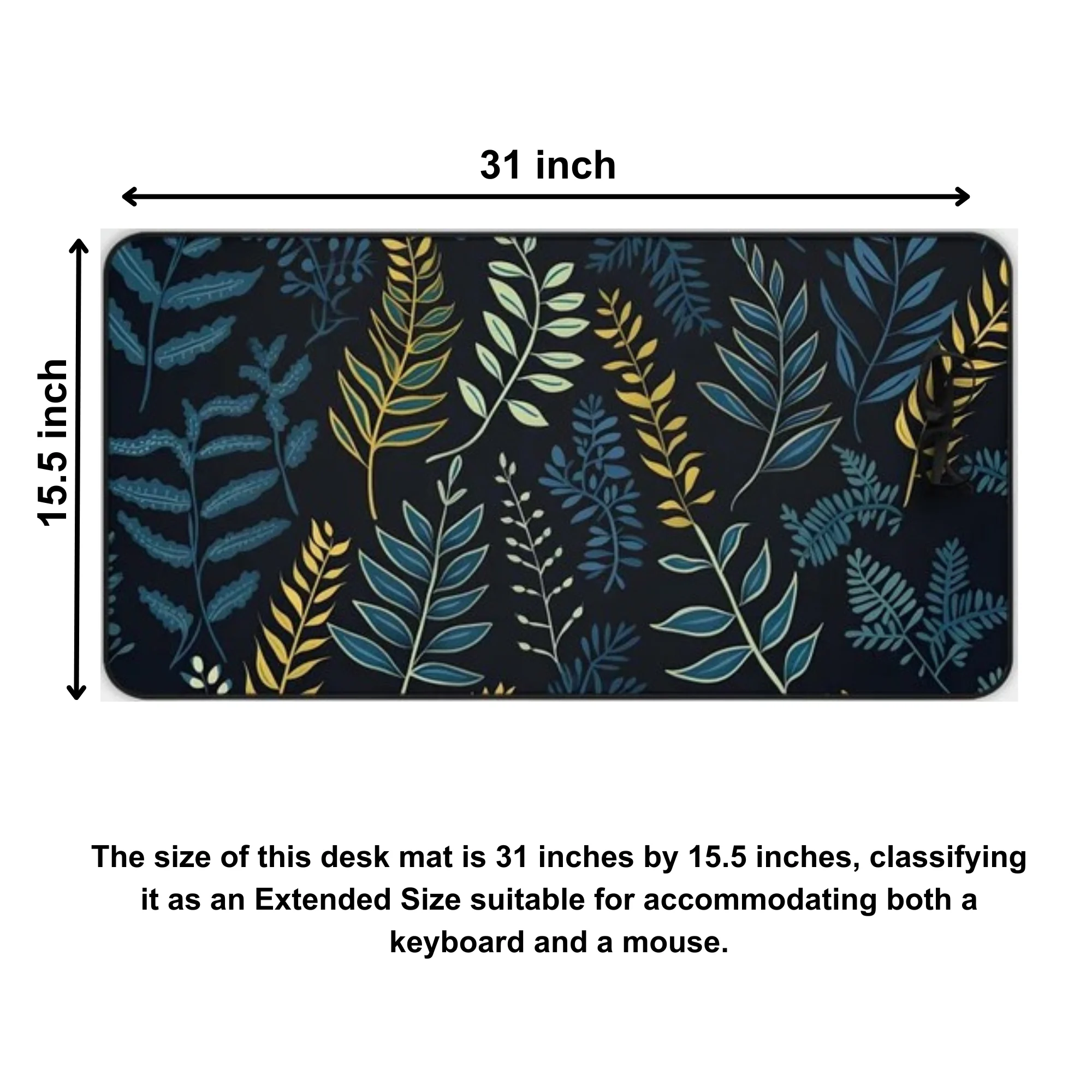 Botanical Wildflower Garden Desk Mat 31x15.5 Inch Black Edge