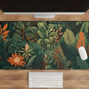 Lush Tropical Jungle Botanical Desk Mat 31x15.5 Inch