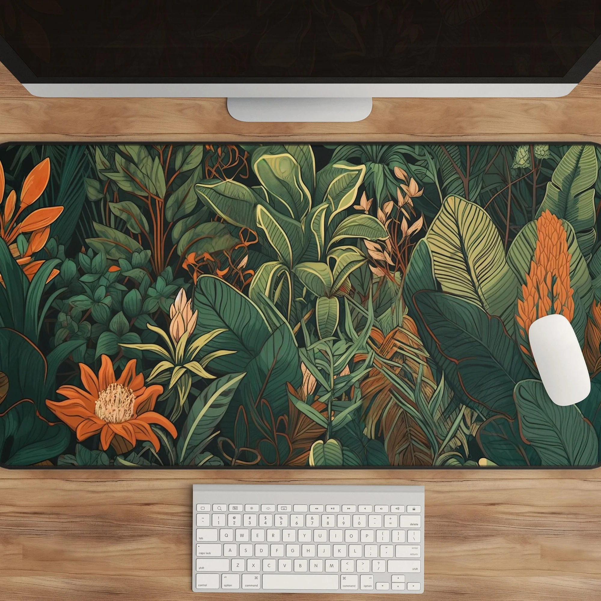 Lush Tropical Jungle Botanical Desk Mat 31x15.5 Inch Lush Tropical Jungle Botanical Desk Mat 31x15.5 Inch