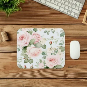 Pastel Pink Rose Garden Mouse Pad 9x8 Inch