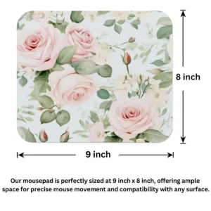 Pastel Pink Rose Garden Mouse Pad 9x8 Inch