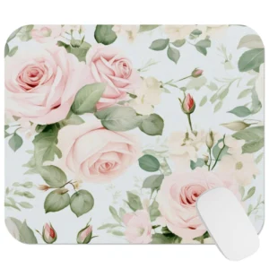 Pastel Pink Rose Garden Mouse Pad 9x8 Inch