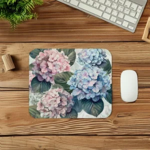 Pink Blue Hydrangea Floral Pattern Mouse Pad 9x8 Inch