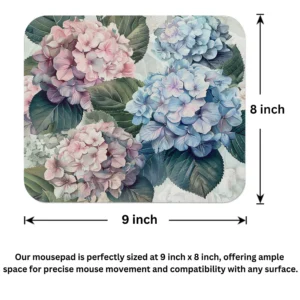 Pink Blue Hydrangea Floral Pattern Mouse Pad 9x8 Inch