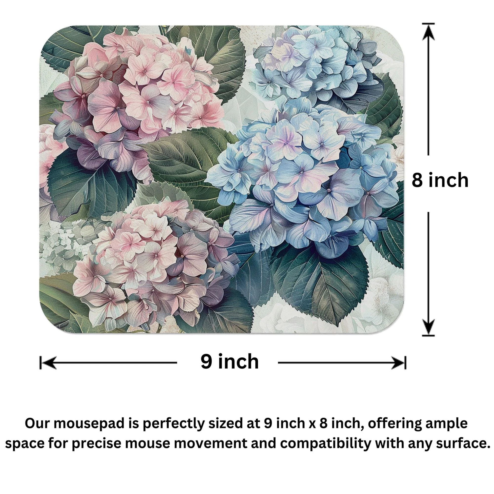 Pink Blue Hydrangea Floral Pattern Mouse Pad 9x8 Inch Pink Blue Hydrangea Floral Pattern Mouse Pad 9x8 Inch