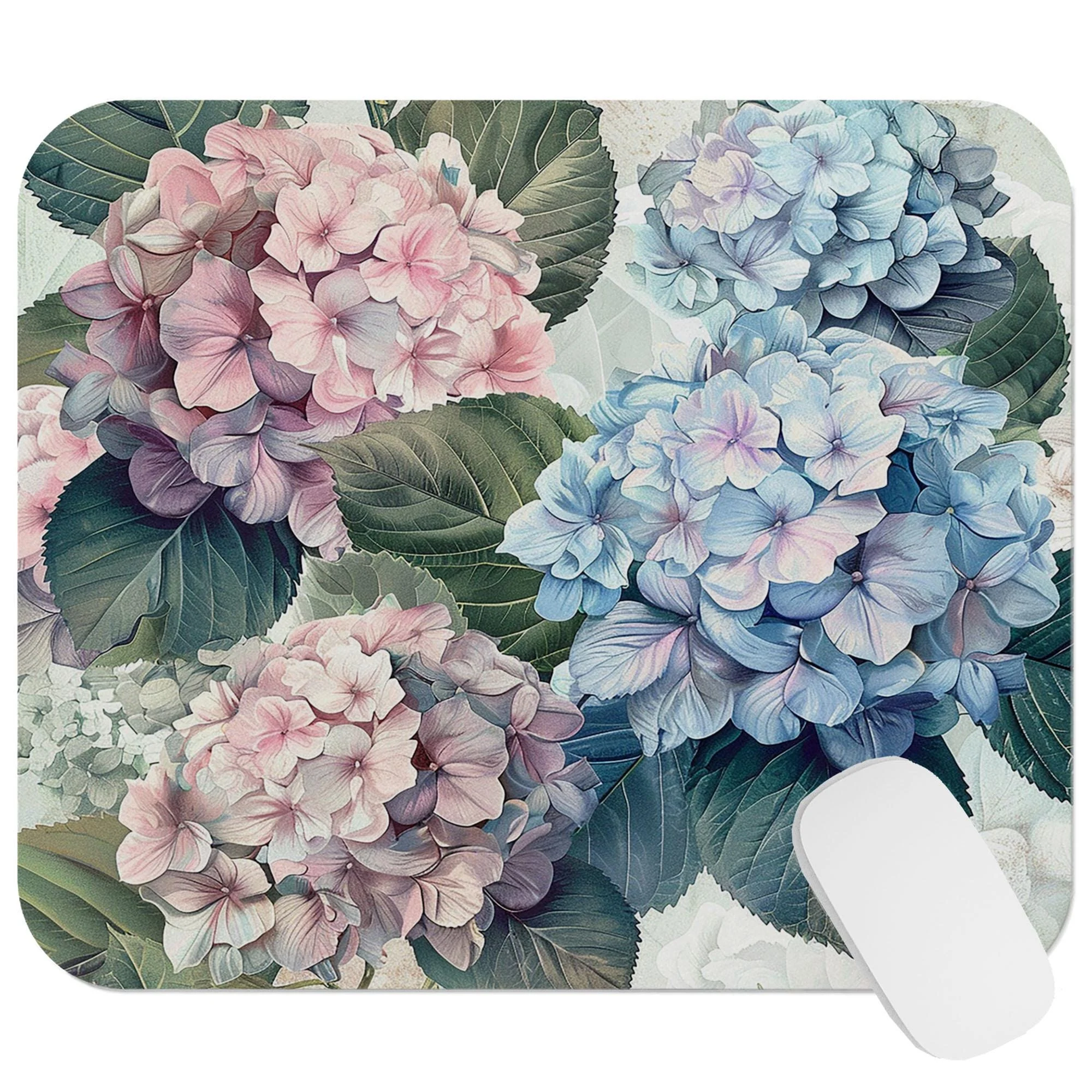Pink Blue Hydrangea Floral Pattern Mouse Pad 9x8 Inch Pink Blue Hydrangea Floral Pattern Mouse Pad 9x8 Inch