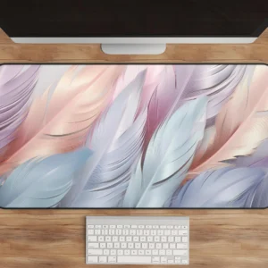 Pink Purple Blue Feather Design Desk Mat 31x15.5 Inch