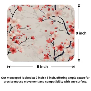 Subtle Pink Cherry Blossom Mouse Pad 9x8 Inch