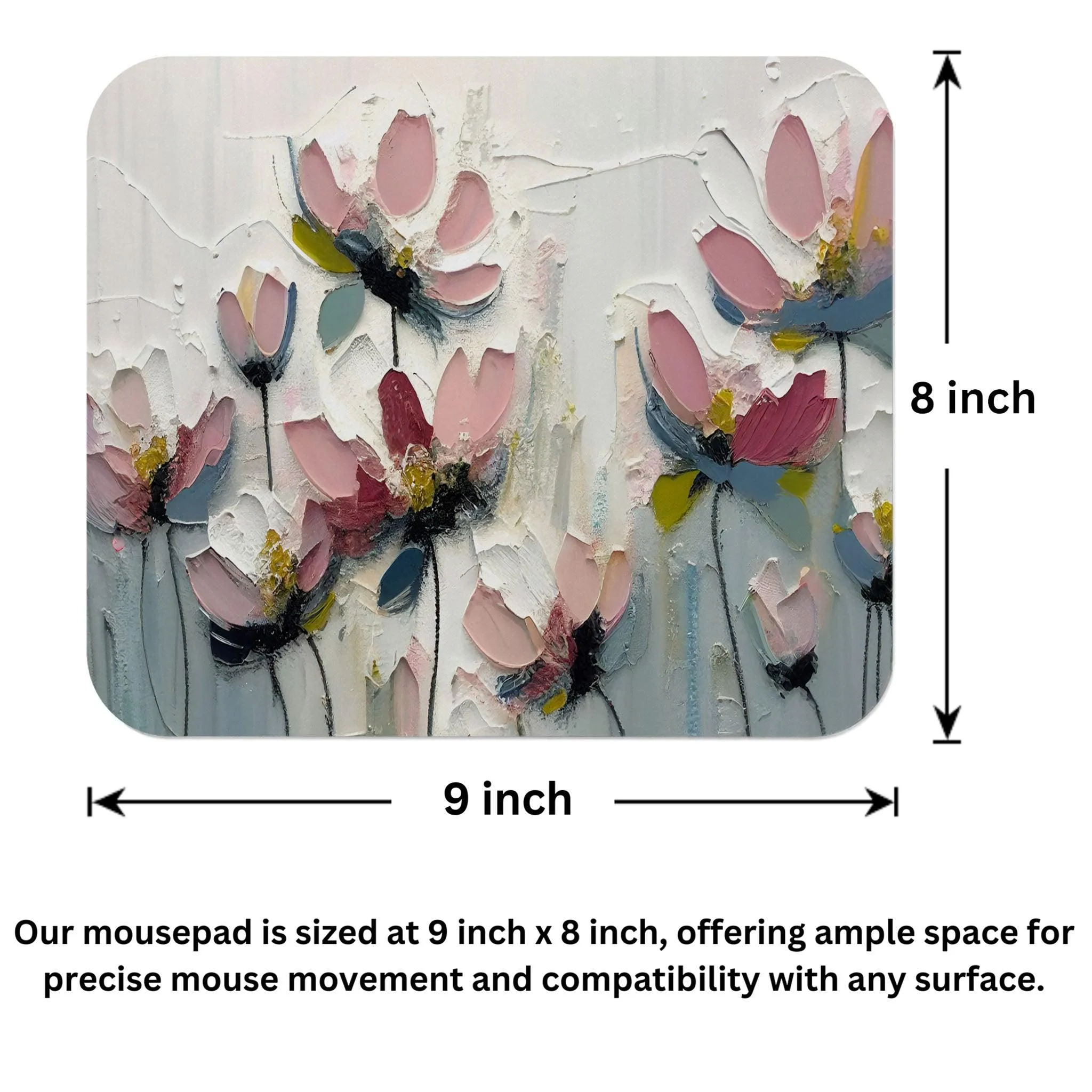 Textured Pink Flowers Design Mouse Pad 9x8 Inch Textured Pink Flowers Design Mouse Pad 9x8 Inch