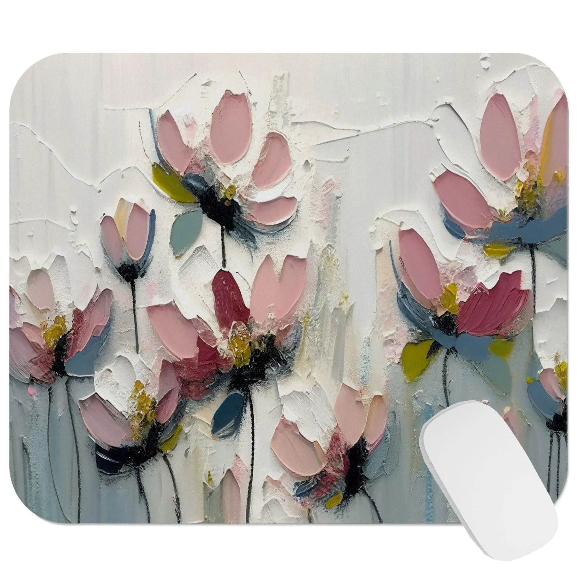 Textured Pink Flowers Design Mouse Pad 9x8 Inch Textured Pink Flowers Design Mouse Pad 9x8 Inch