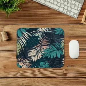 Tropical Palm Leaves Pattern Mouse Pad 9x8 Inch