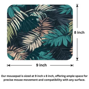Tropical Palm Leaves Pattern Mouse Pad 9x8 Inch