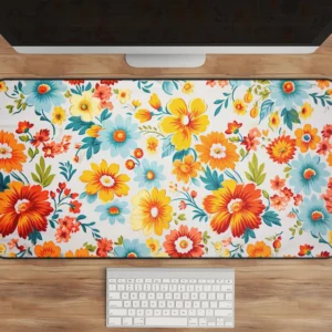 Vibrant Flower Garden Desk Mat 31x15.5 Inch Black Edge