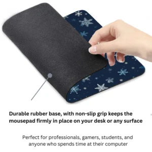 White Blue Snowflake Mouse Pad 9x8 Inch