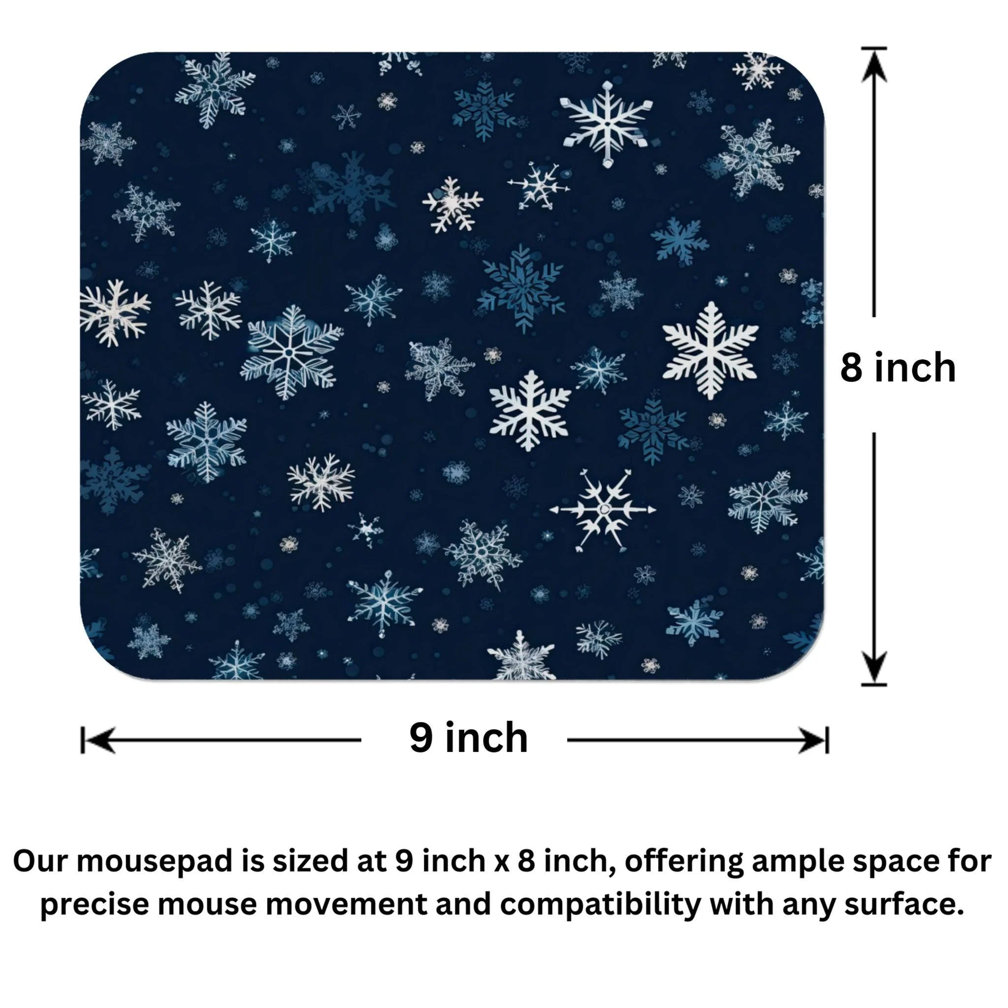 White Blue Snowflake Mouse Pad 9x8 Inch White Blue Snowflake Mouse Pad 9x8 Inch