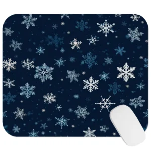 White Blue Snowflake Mouse Pad 9x8 Inch