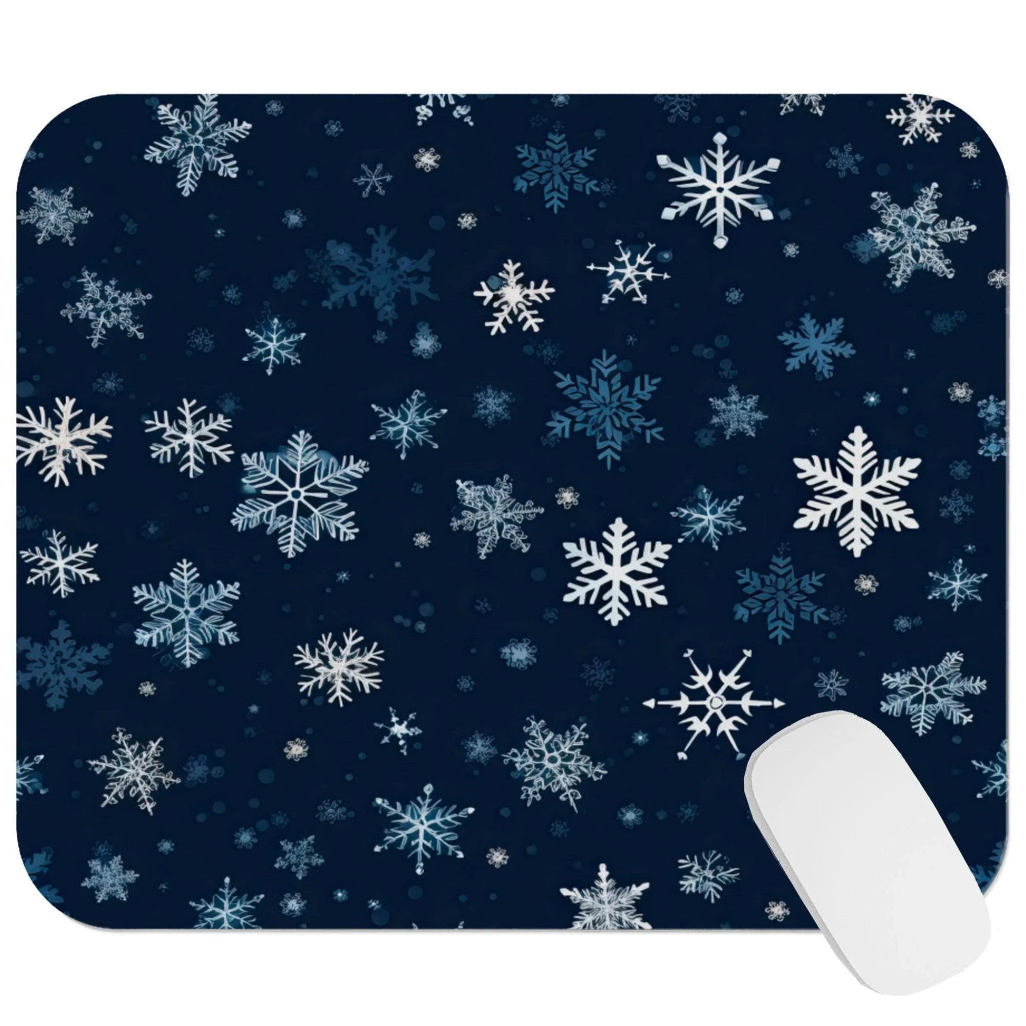 White Blue Snowflake Mouse Pad 9x8 Inch White Blue Snowflake Mouse Pad 9x8 Inch