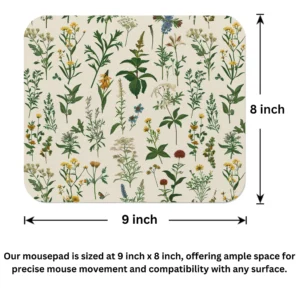 Wildflower Garden Theme Mouse Pad 9x8 Inch
